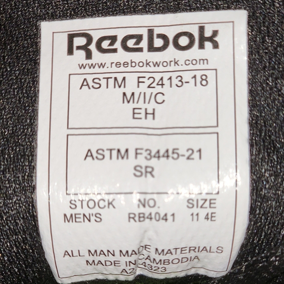 Reebok Sublite Cushoned Men's Black Athletic Safety Shoes Size 11 Wide - Picture 3 of 11